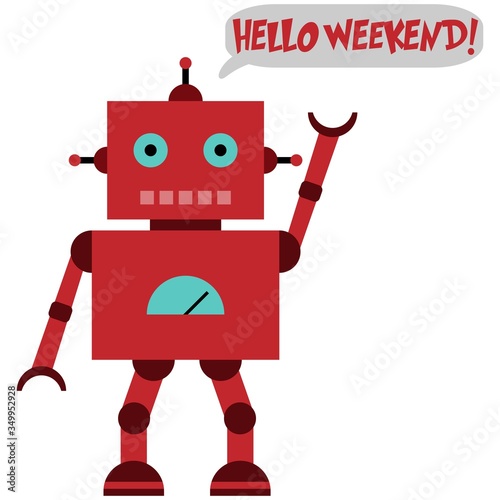 Toy robot with hello weekend words