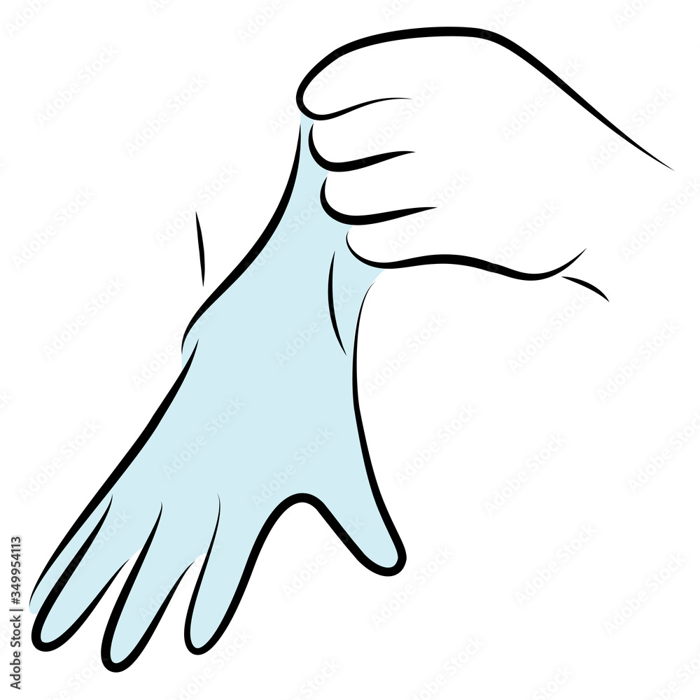 Put rubber gloves on your hands. Hygienic procedure. Disease prevention, good for health. Vector illustration