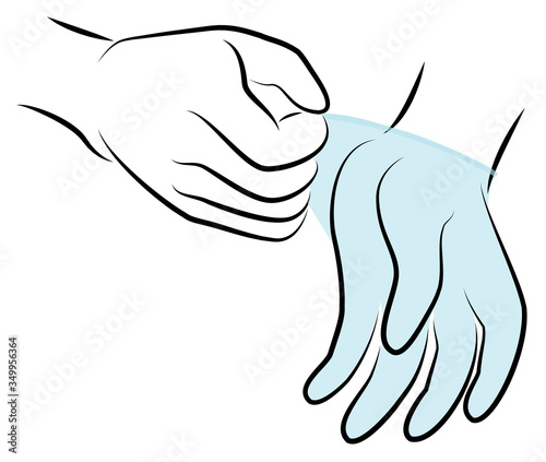 Put rubber gloves on your hands. Hygienic procedure. Disease prevention, good for health. Vector illustration