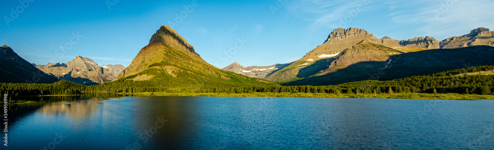 0000294_Panorama of Swiftcurrent Lake, Mount Gould and Mount Wilbur - Glacier National Park, Montana 2573