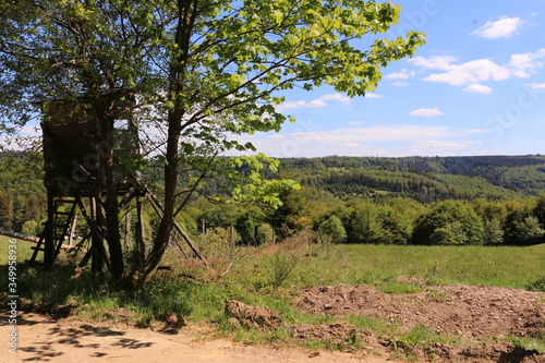 Blick auf die Naturlandschaft des Hochsauerlandes bei Schanze am Rothaarsteig photo