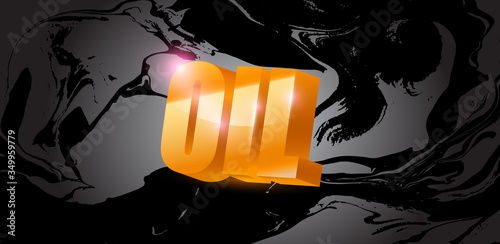 Golden 3d text with oil black texture on background. Use it for advertisement or business poster  design. Vector illustration.