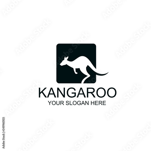 abstract jumping kangaroo icon isolated on white background
