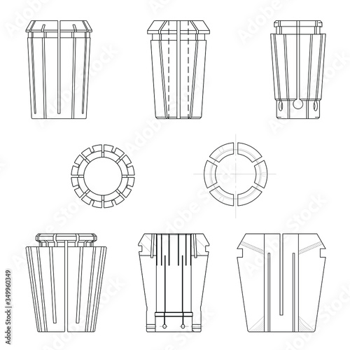 collet holder for cnc machine isolated in white background