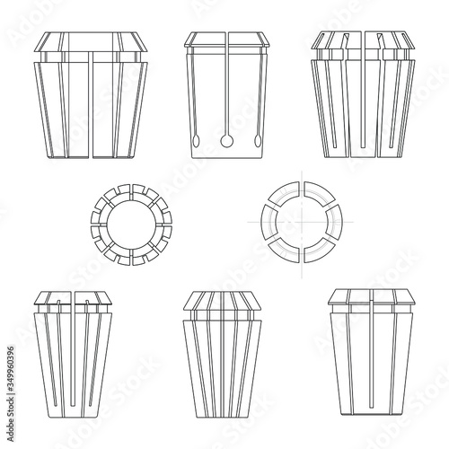 collet holder for cnc machine isolated in white background