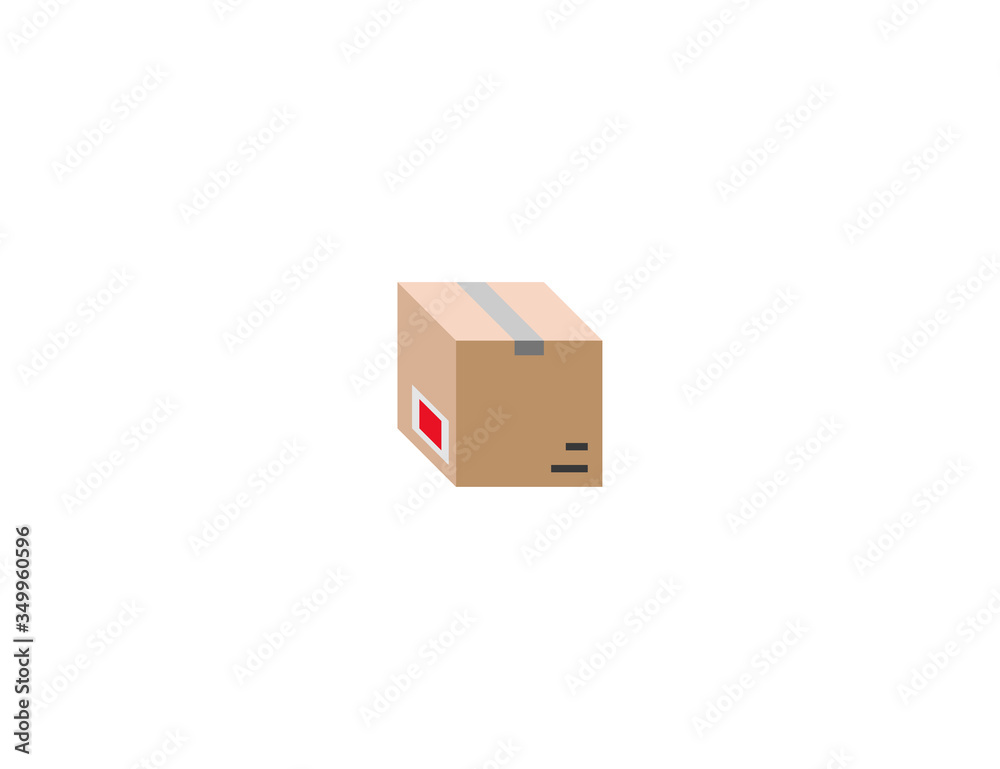 Fototapeta premium Package vector flat icon. Isolated cardboard postal box emoji illustration 