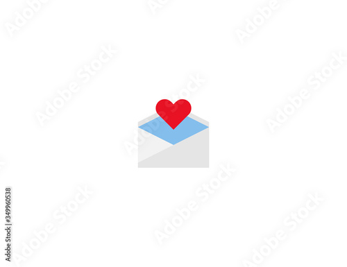 Love letter vector flat icon. Isolated love letter envelope emoji illustration 