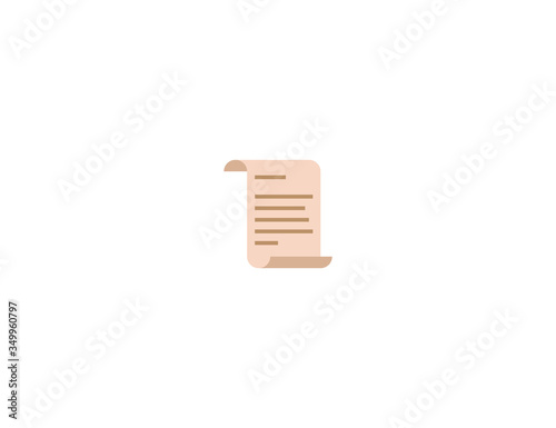 Scroll paper vector flat icon. Isolated degree scroll, parchment emoji illustration 
