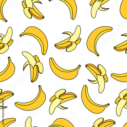 Seamless banana pattern design in vector. Banana background. Tropical fruit pattern.