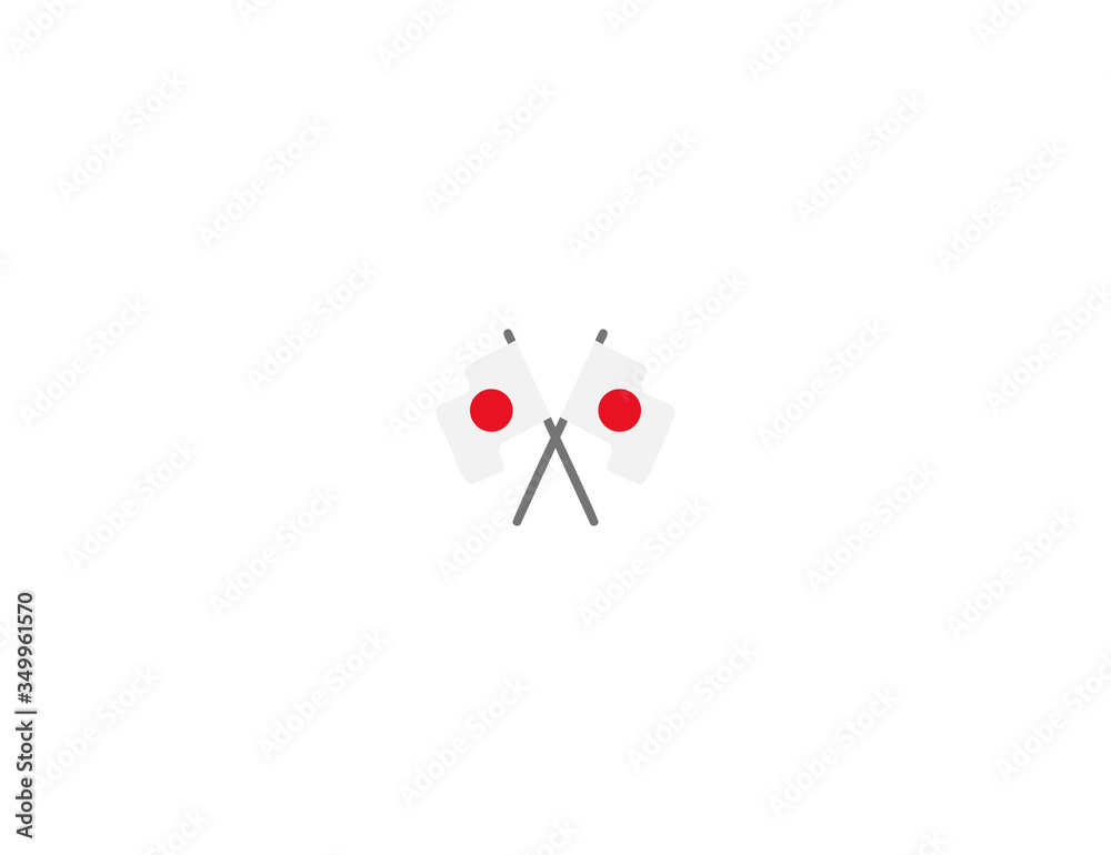Japanese flags vector flat icon. Isolated Japan crossed flags emoji illustration Japanese flags vector flat icon. Isolated Japan crossed flags emoji illustration