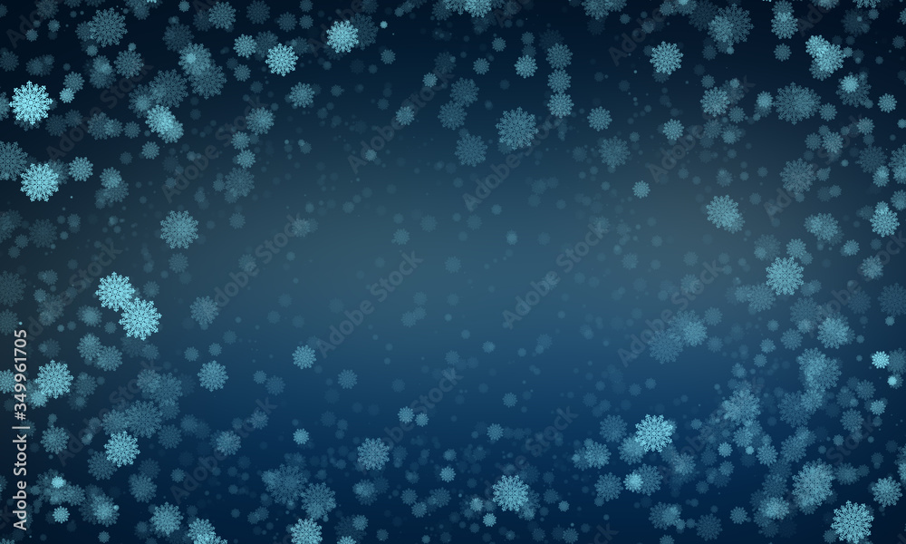 blue abstract background with blue snowflakes