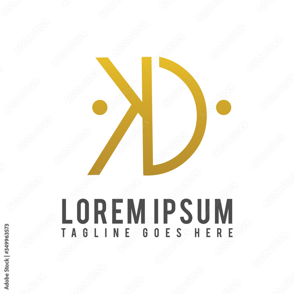 Minimal vector graphic letter KD symbol isolated white background Minimal vector graphic letter KD symbol isolated white background