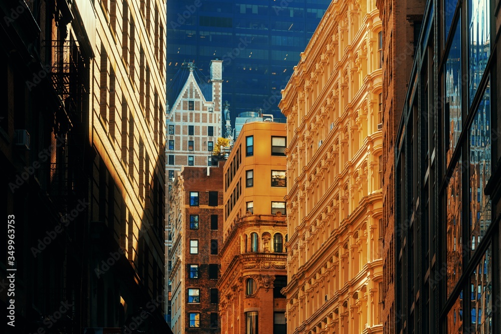 New York City street sunset