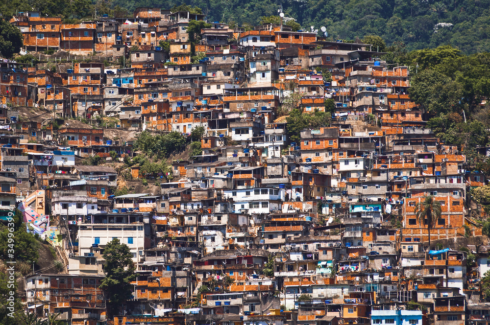 Red Brick Houses of the Poor in Favela in Rio de Janeiro City, Brazil