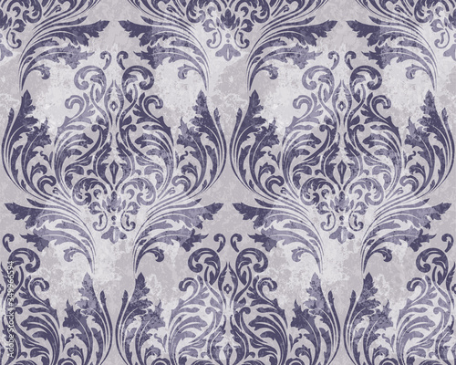 Vector damask seamless pattern background. Classical luxury old fashioned damask ornament, royal victorian seamless texture for wallpapers, textile, wrapping. Exquisite floral baroque template.