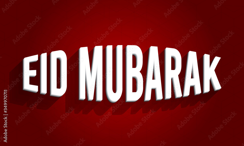 Eid mubarak text effect template with 3d type style and retro red Background