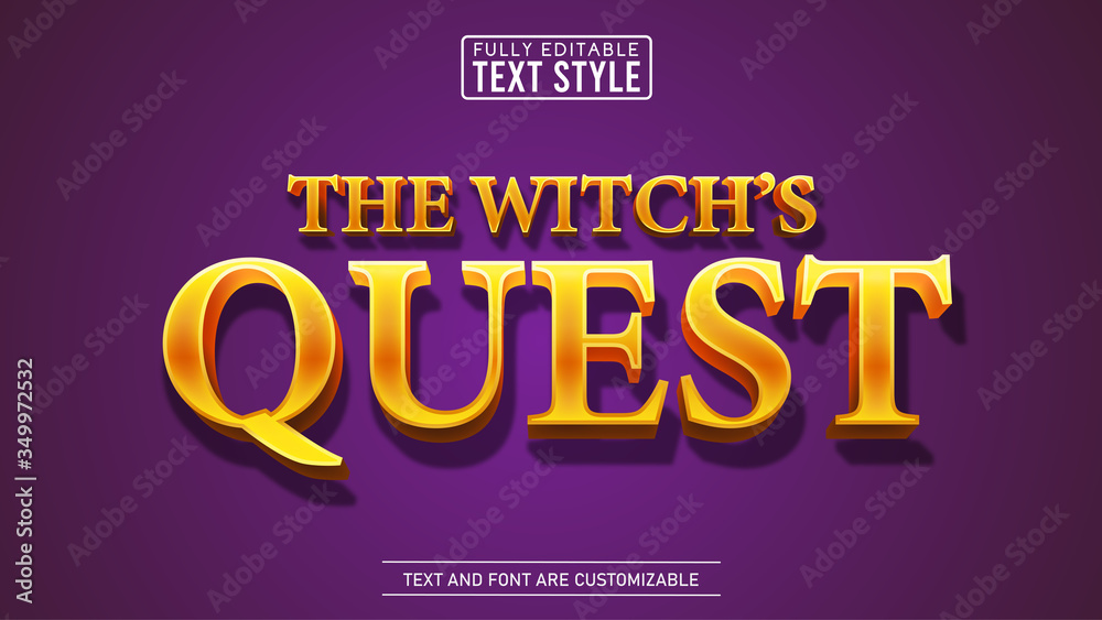 Fantasy Golden Quest Movie and Game Title Editable Text Effect