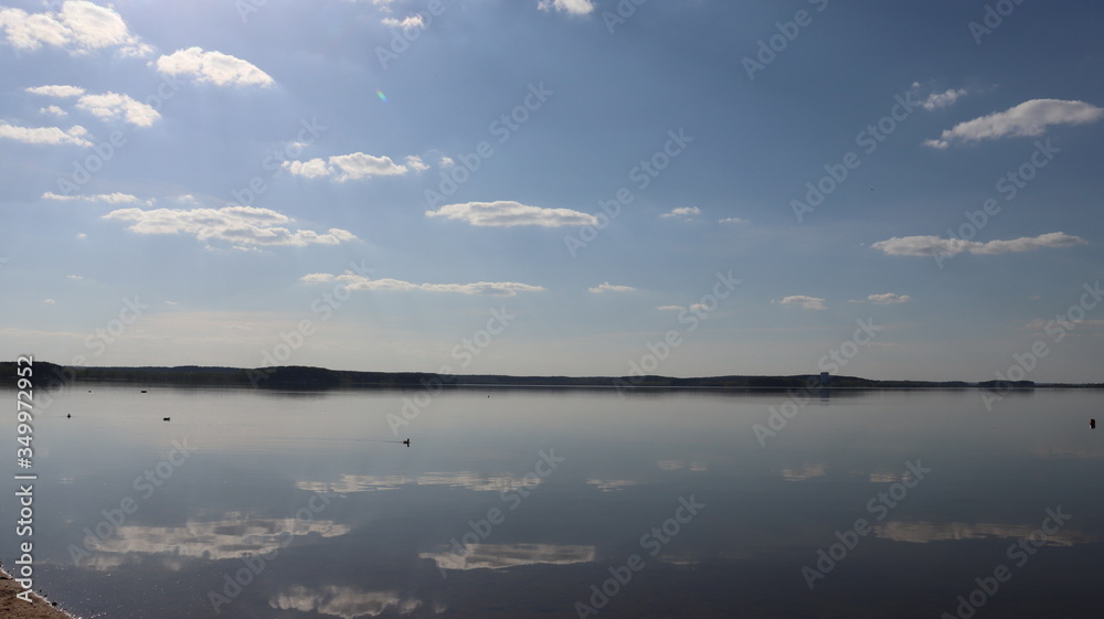 sky reflection in lake water