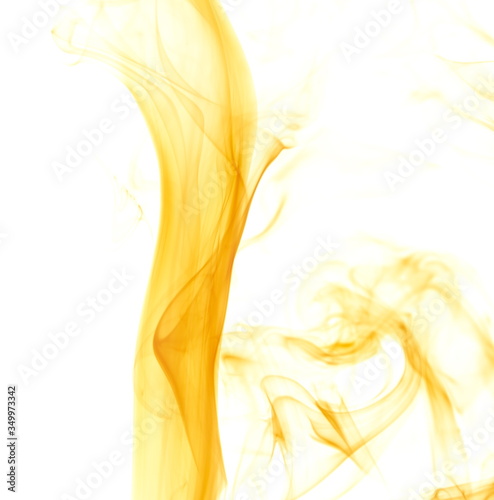 Yellow smoke on white background