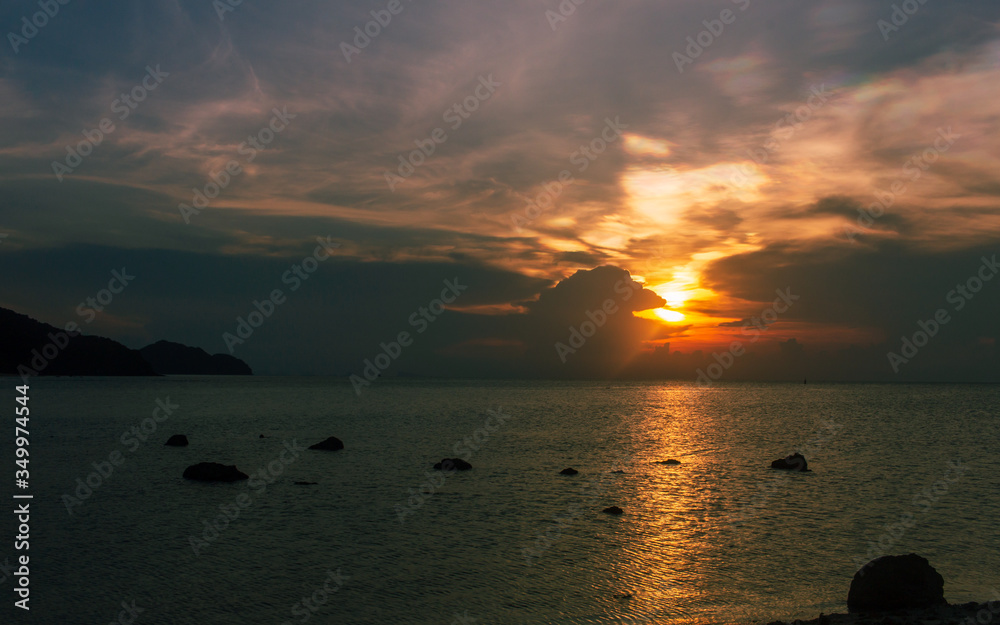 Thailand island beautiful sunset view.