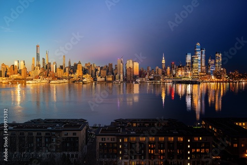 New York City skyline day night
