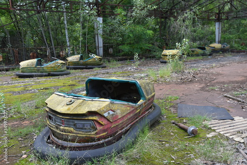 The Pripyat amusement park is an abandoned amusement park located in Pripyat, Ukraine at Chernobyl exlusion zone. Summer 2019. © PhotoStoker