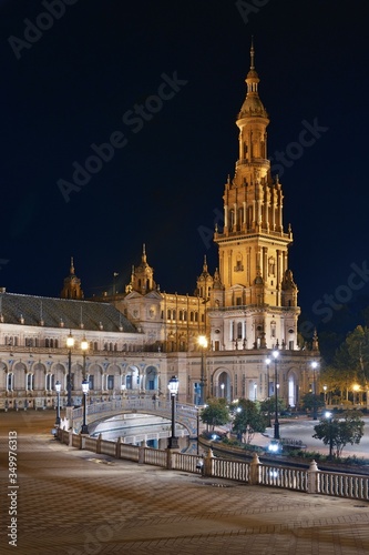 Seville Plaza de Espana night