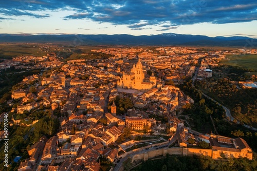 Segovia Cathedral aerial view sunrise © rabbit75_fot
