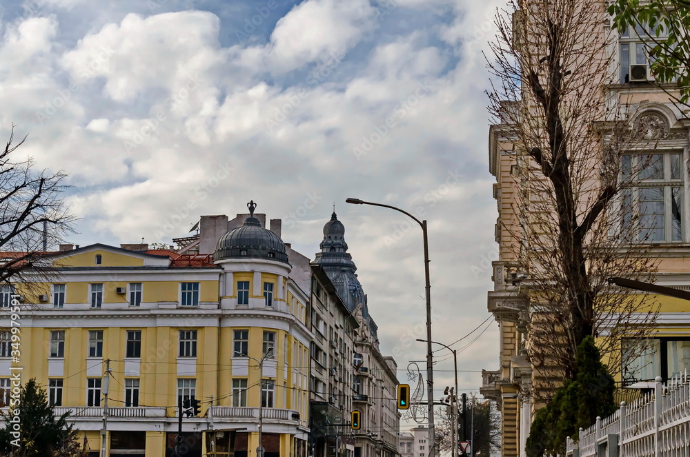 Residential city center with old beautiful houses from the twentieth century, Sofia, Bulgaria, Europe 