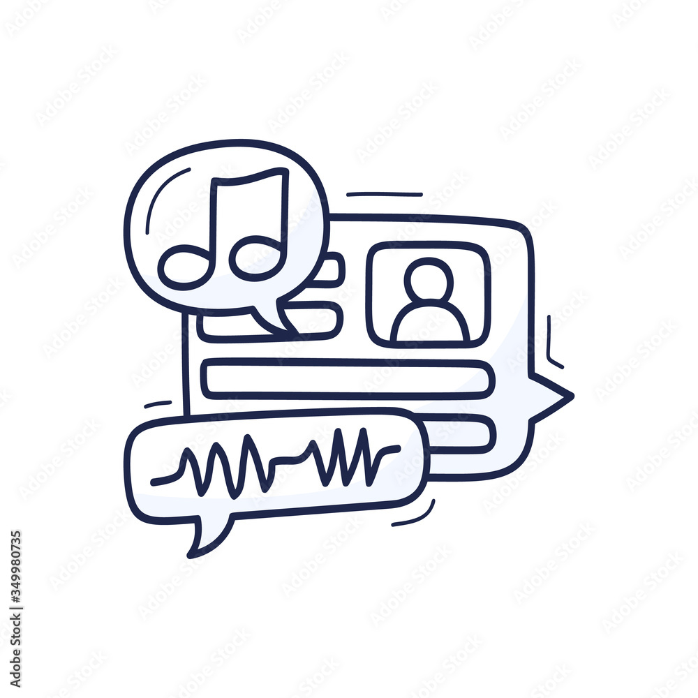 Speech chat Bubble Musical Note hand drawn cartoon vector illustration. Speech chat Bubble Musical Note hand drawn cartoon vector illustration.