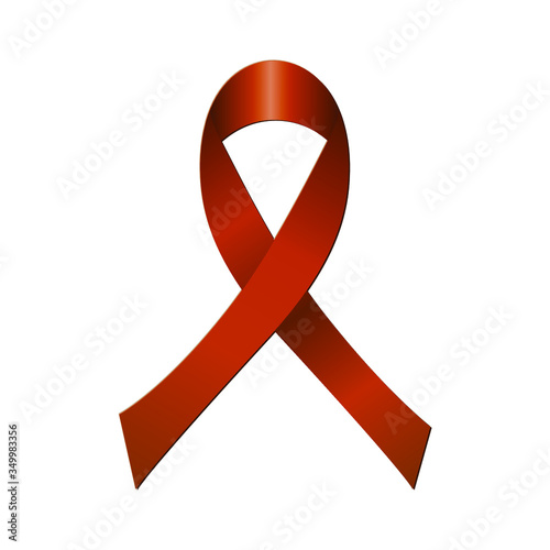 Orange ribbon. The ribbon is a symbol of violence against women, attention deficit hyperactivity disorder, and solidarity with the orange revolution. Stock vector illustration on a white isolated bg.
