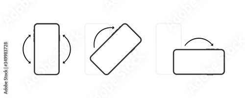Smartphones with different rotate position. turn your phone whatever. Modern vector illustration