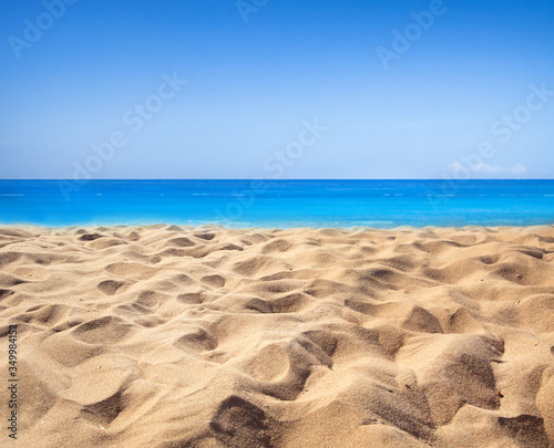 Background of tropical beach and blue sea and sky with white cloud