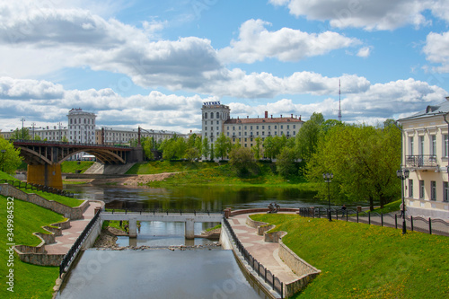 Vitebsk, Belarus - 14 May 2020: View of the historical center of Vitebsk.Western Dvina and Vitba River photo