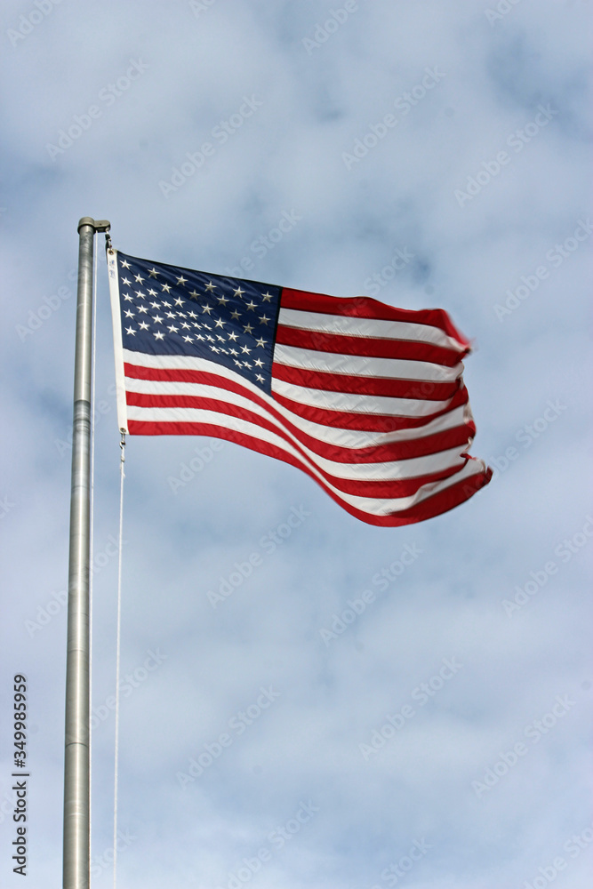 American Flag waving in the Sky