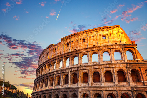 Colosseum at sunset in Rome  Italy