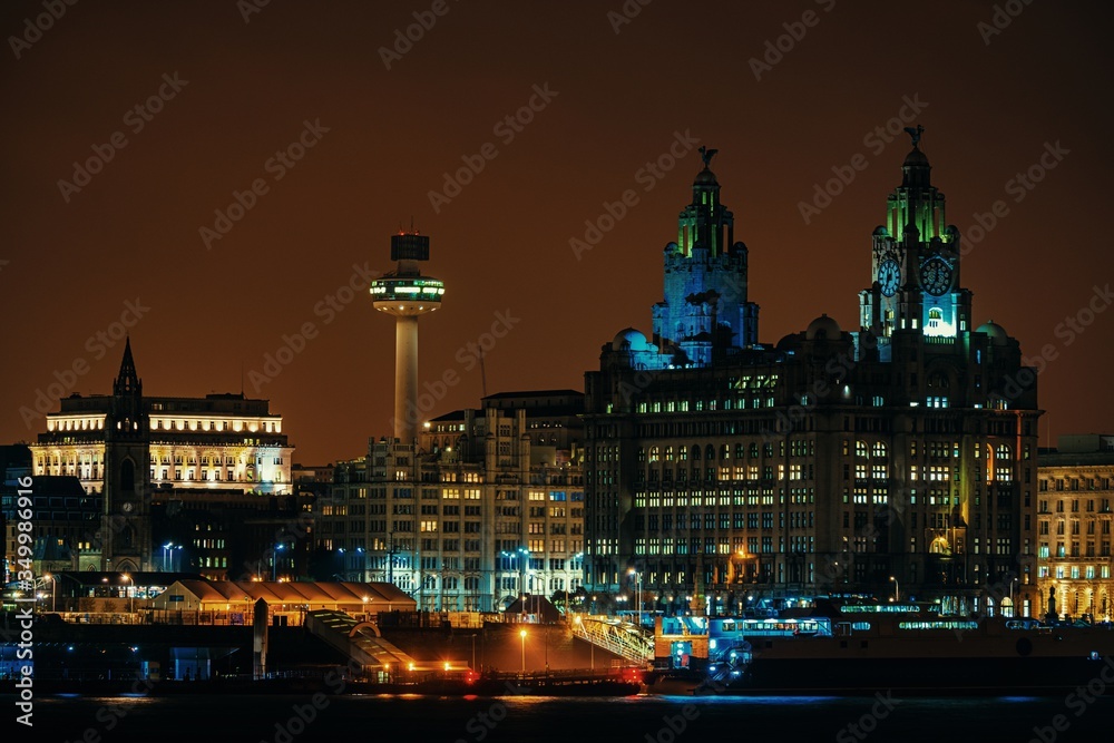 Liverpool Royal Liver Building at night