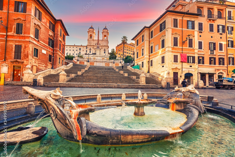 Spanish Steps at dusk in Rome, Italy