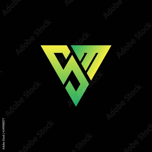S M Initial triangle logo monogram with triangle shape