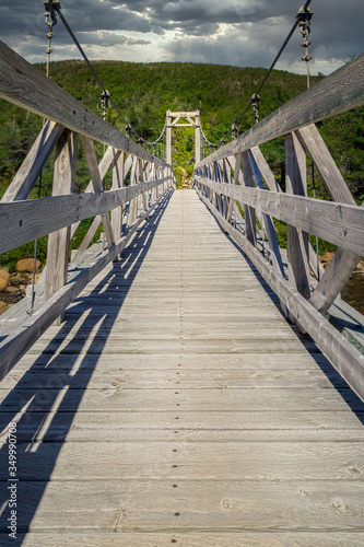 Long wooden hiking bridge