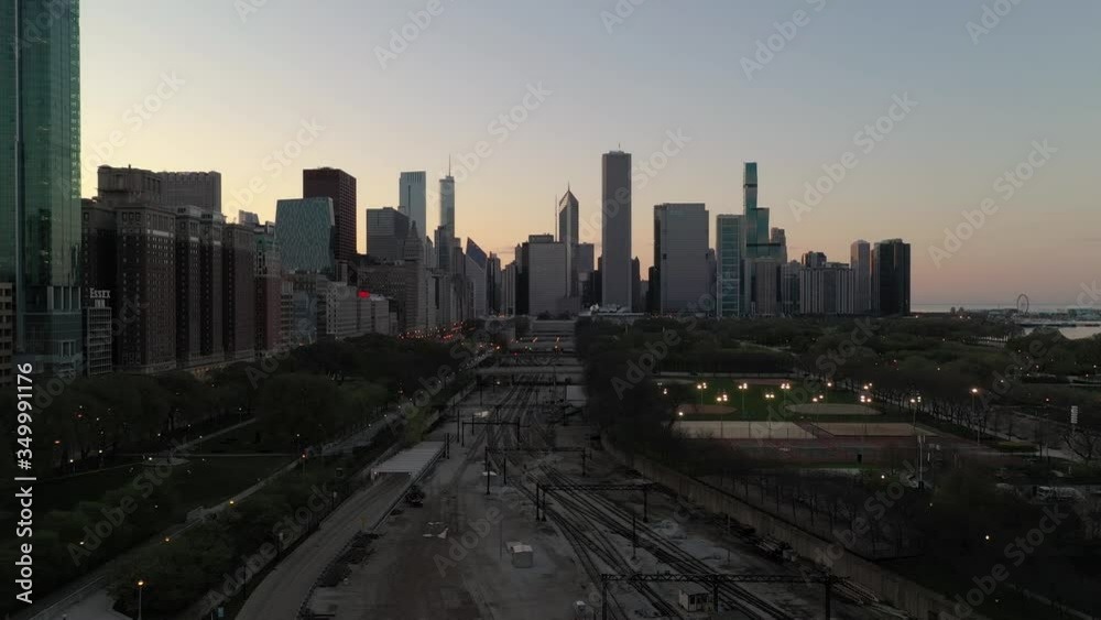 Chicago Skyline at Sunset From South Loop