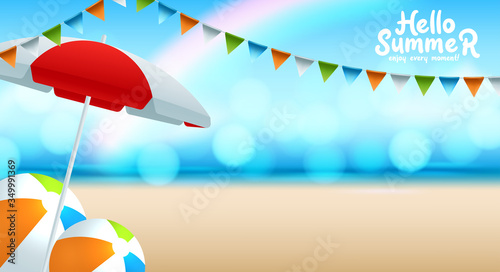 Vector summer background with holiday elements. Vector illustration