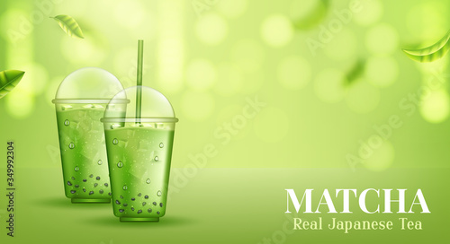 Matcha. Organic Green Matcha Tea ceremony. Vector illustration