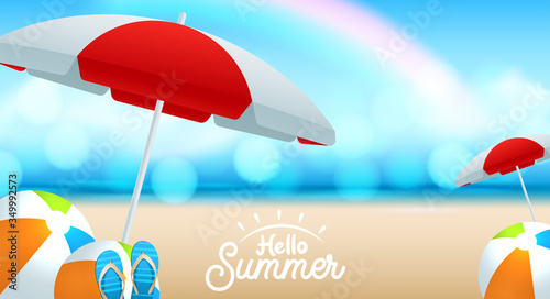 illustration of Beautiful summer beach poster background. Vector illustration