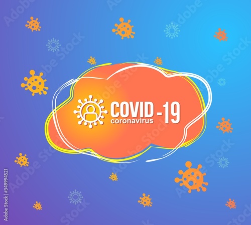 The name of the virus on the bright colored background. Text of the pandemic logo for presentation and design with blue and purple color