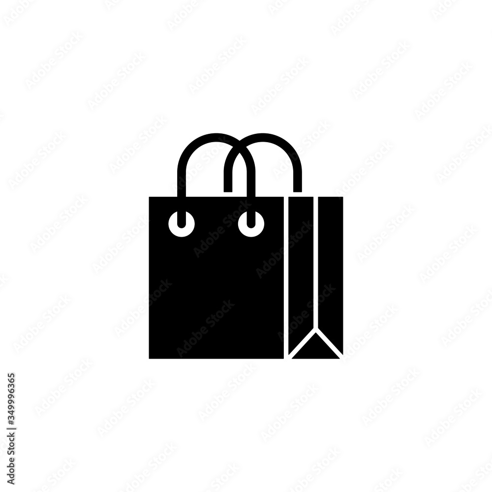 Shopping bag icon, black flat shape design isolated on white background Shopping bag icon, black flat shape design isolated on white background