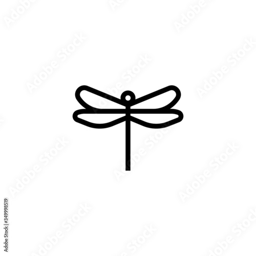 Dragonfly vector icon on white background, dragonfly icon symbol sign in outline, lineart style isolated on white background
