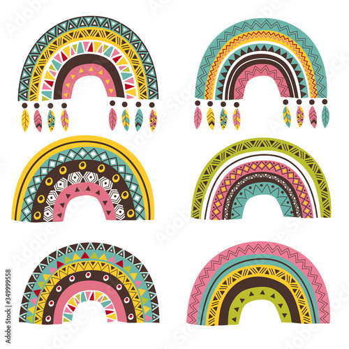 set of isolated tribal rainbow part 2 - vector illustration, eps