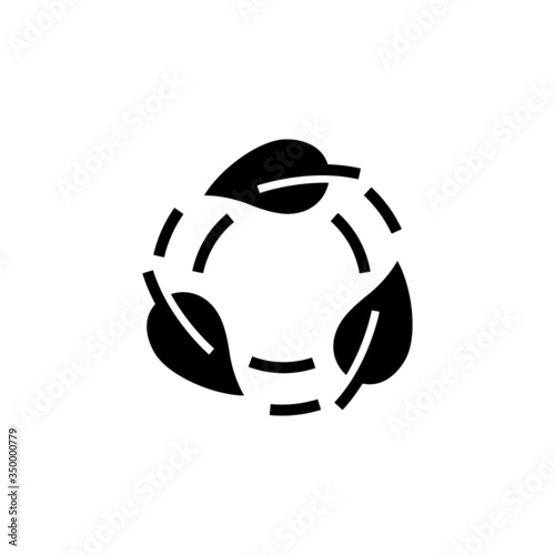 icon of recycle, eco in black flat shape design on white background