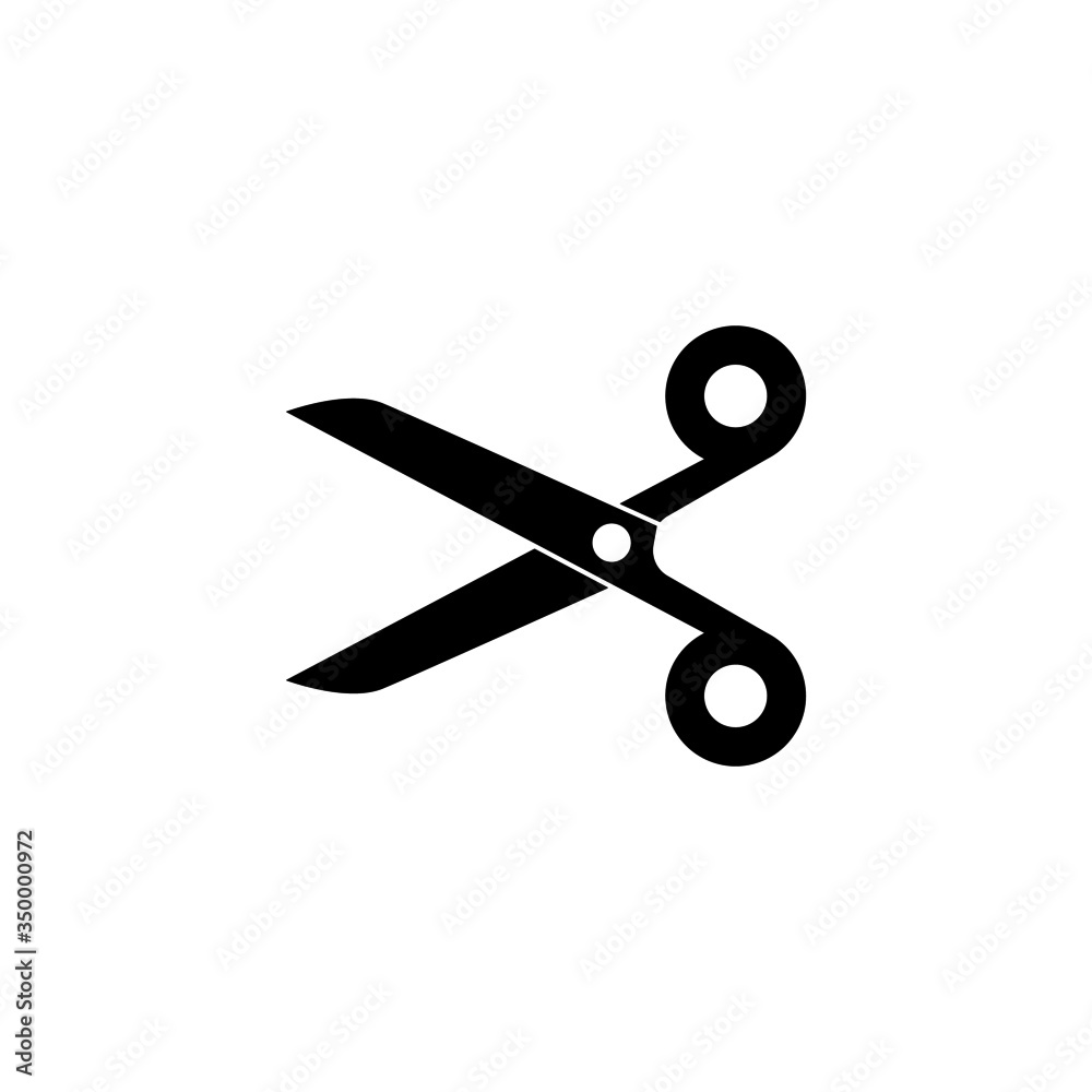 Scissors Icon in black flat shape design on white background Scissors Icon in black flat shape design on white background